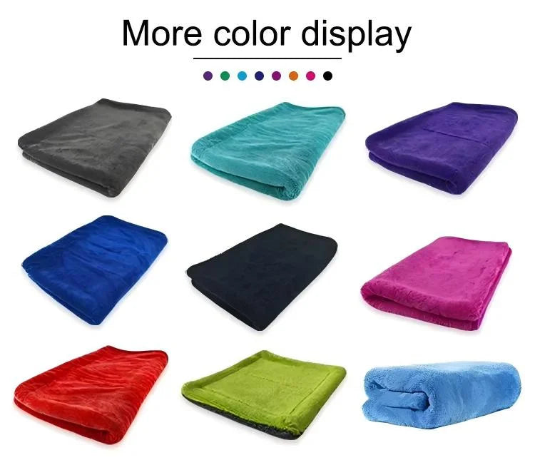 60*90 Large Premium 1200 GSM Edge-less Microfiber Double Twist Pile Car Drying Towel No Streaks Scratches or Water Spots