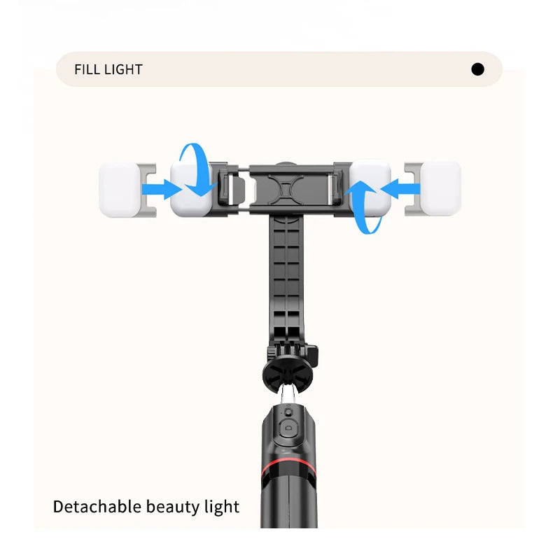 L13D Portable Selfie Stick Tripod Bracket Single Leg with Invisible Expandable Feature Detachable Fill Light Fold Function