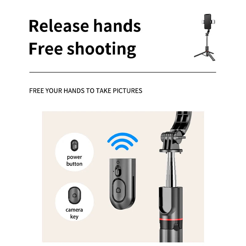 L13D Portable Selfie Stick Tripod Bracket Single Leg with Invisible Expandable Feature Detachable Fill Light Fold Function