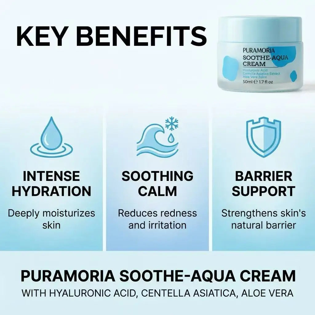 Lightweight Hydrating Cream, Hyaluronic Acid, Centella Extract & Aloe Vera Juice, Refreshing Non-Greasy Summer Care