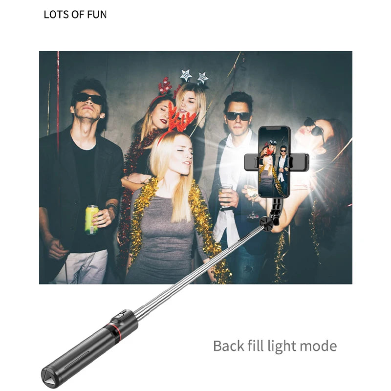L13D Portable Selfie Stick Tripod Bracket Single Leg with Invisible Expandable Feature Detachable Fill Light Fold Function