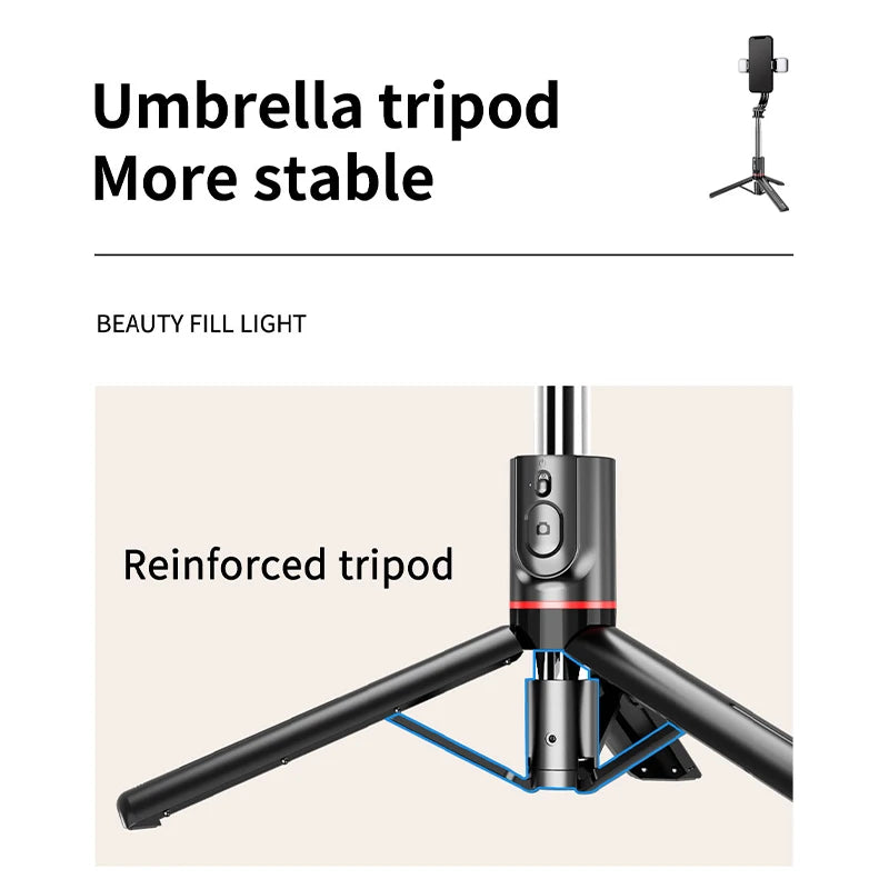 L13D Portable Selfie Stick Tripod Bracket Single Leg with Invisible Expandable Feature Detachable Fill Light Fold Function