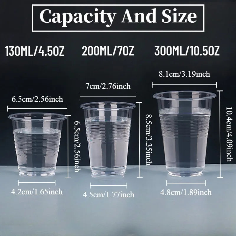 50/100PCS Disposable Clear Plastic Cups Outdoor Plastic Coffee Cups Picnic Birthday Kitchen Party Tableware Christmas New Year