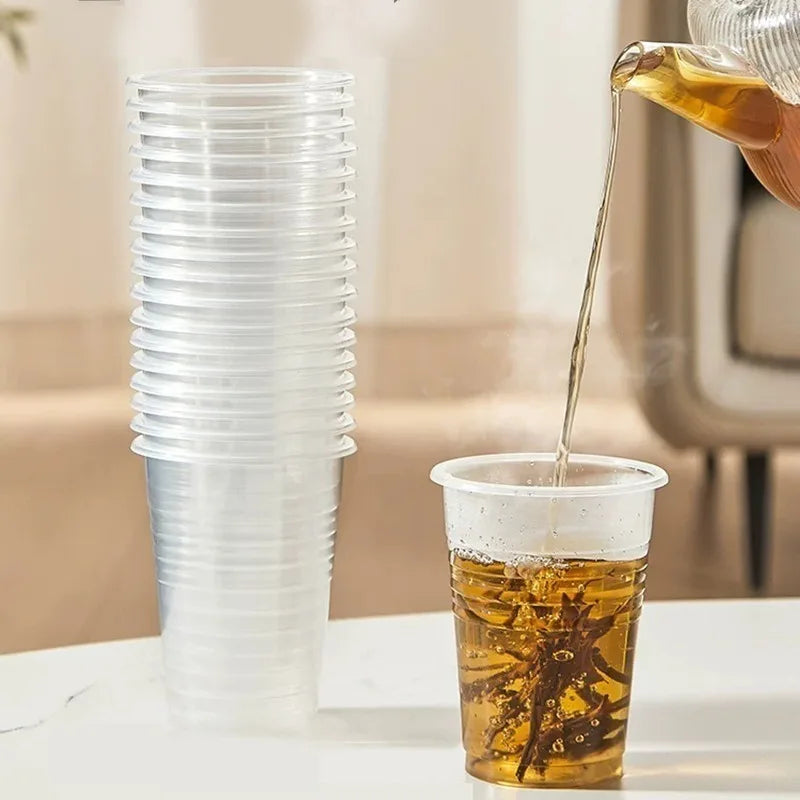 50/100PCS Disposable Clear Plastic Cups Outdoor Plastic Coffee Cups Picnic Birthday Kitchen Party Tableware Christmas New Year